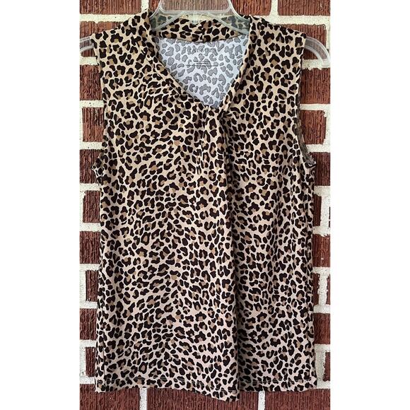 Talbots Sleeveless Animal Print Stretchy Top with Scarf-Like Collar Size Small - Picture 1 of 4
